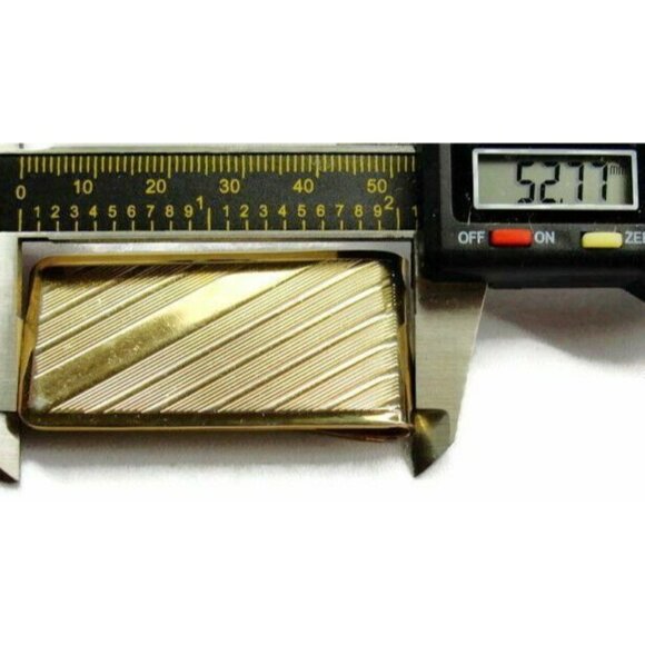 Money Clip Etched Diagonal Lines Gold Tone Wallet Credit Card Cash ID Holder - Picture 3 of 8